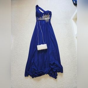 Elegant Royal Blue Beaded Evening Gown